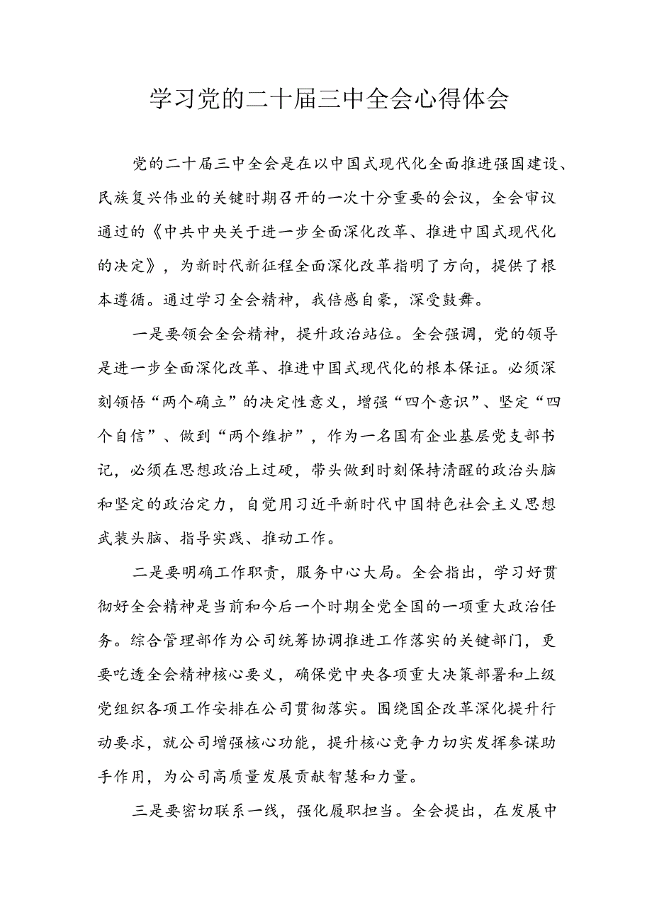 学习2024年学习党的二十三中全会个人心得感悟 合计7份.docx_第1页