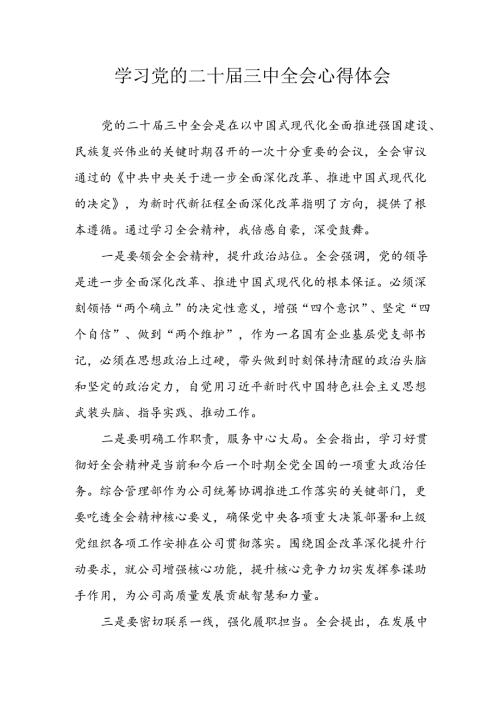 学习2024年学习党的二十三中全会个人心得感悟 合计7份.docx