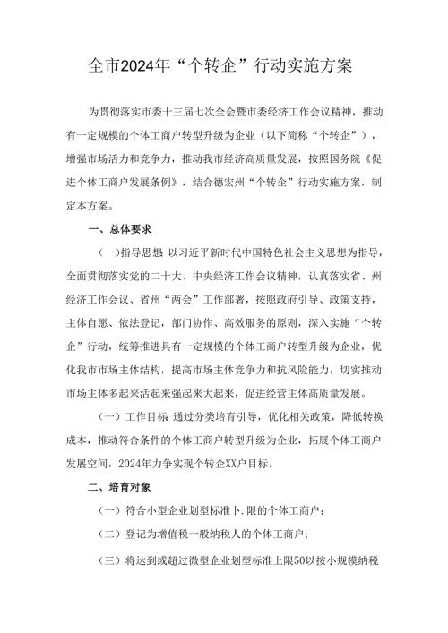 全市2024年“个转企”行动实施方案.docx