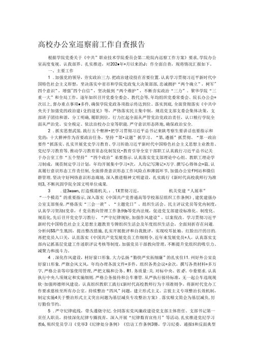 高校办公室巡察前工作自查报告.docx