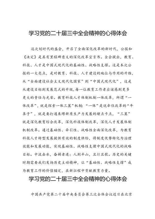 2024党的二十三中全会精神的心得体会模板28篇.docx