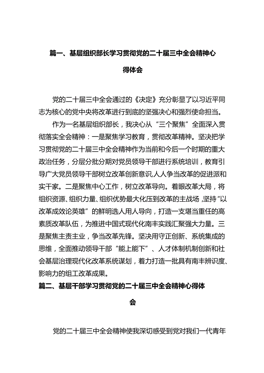 基层组织部长学习贯彻党的二十三中全会精神心得体会10篇（详细版）.docx_第2页