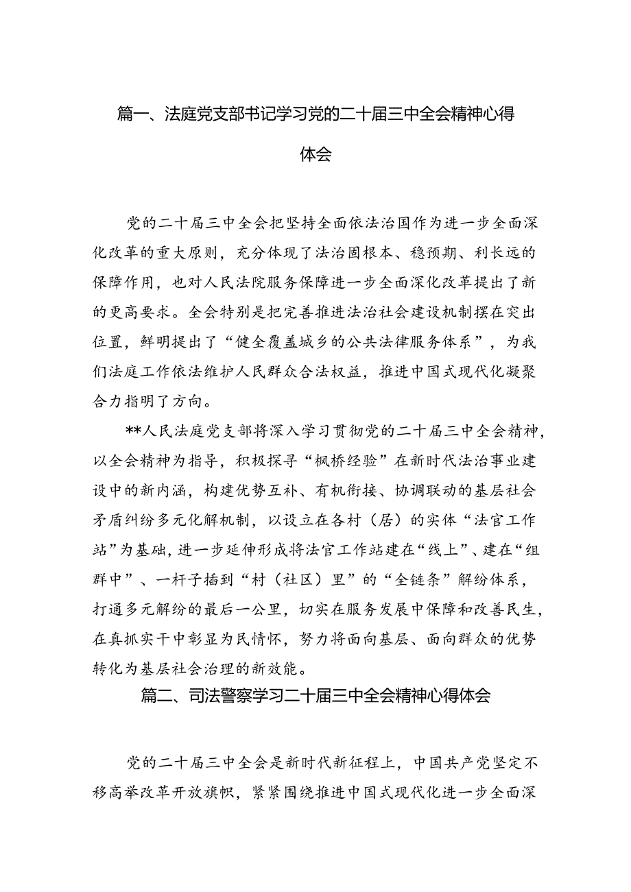 （11篇）法庭党支部书记学习党的二十三中全会精神心得体会（详细版）.docx_第2页