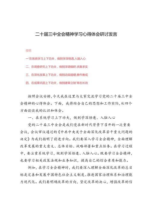 7篇范文 2024年二十三中全会精神学习心得体会研讨发言.docx