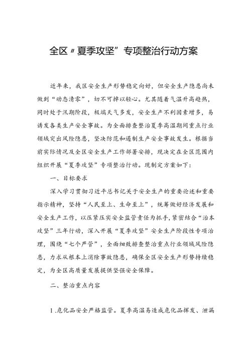 全区“夏季攻坚”专项整治行动方案.docx