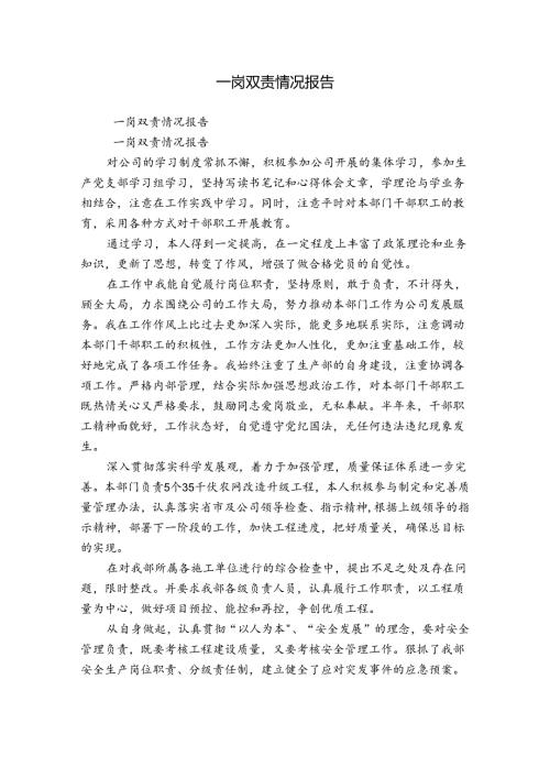 一岗双责情况报告.docx