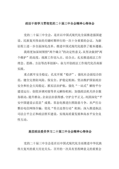 政法干部学习贯彻党的二十三中全会精神心得体会8篇（最新版）.docx