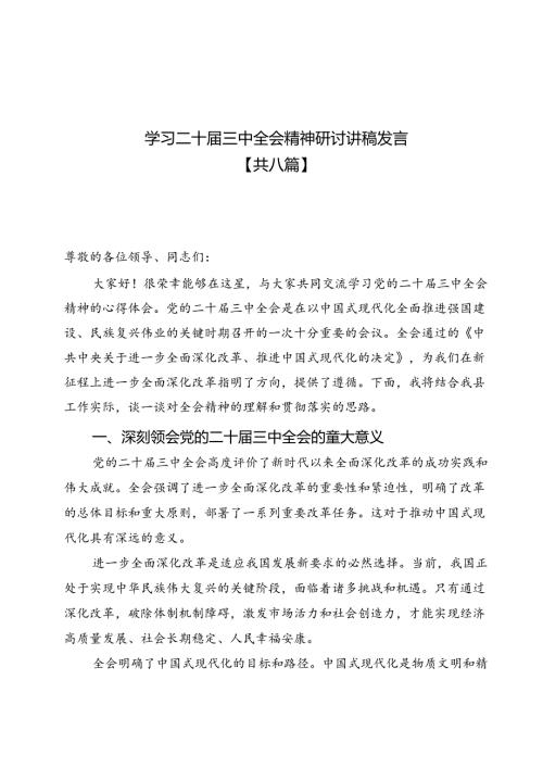 学习二十三中全会精神研讨讲稿发言8篇(1).docx