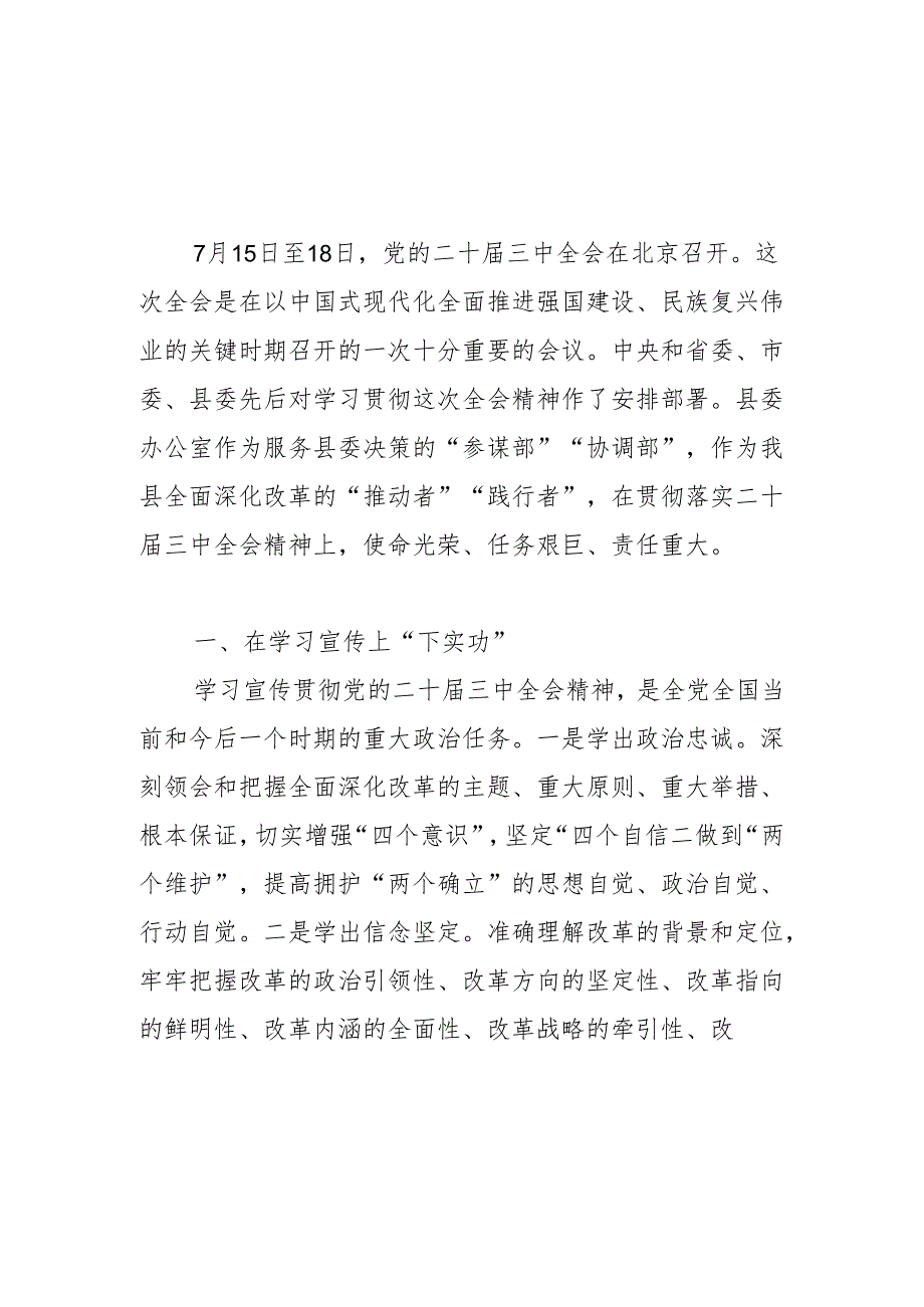 2025县委办公室主任学习党的二十三中全会精神感悟心得体会3篇.docx_第2页