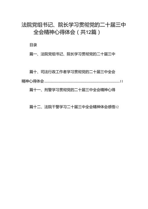 法院党组书记、院长学习贯彻党的二十三中全会精神心得体会（共12篇）.docx