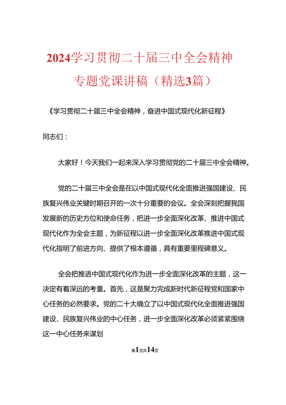 2024学习贯彻二十三中全会精神专题党课讲稿.docx_第1页