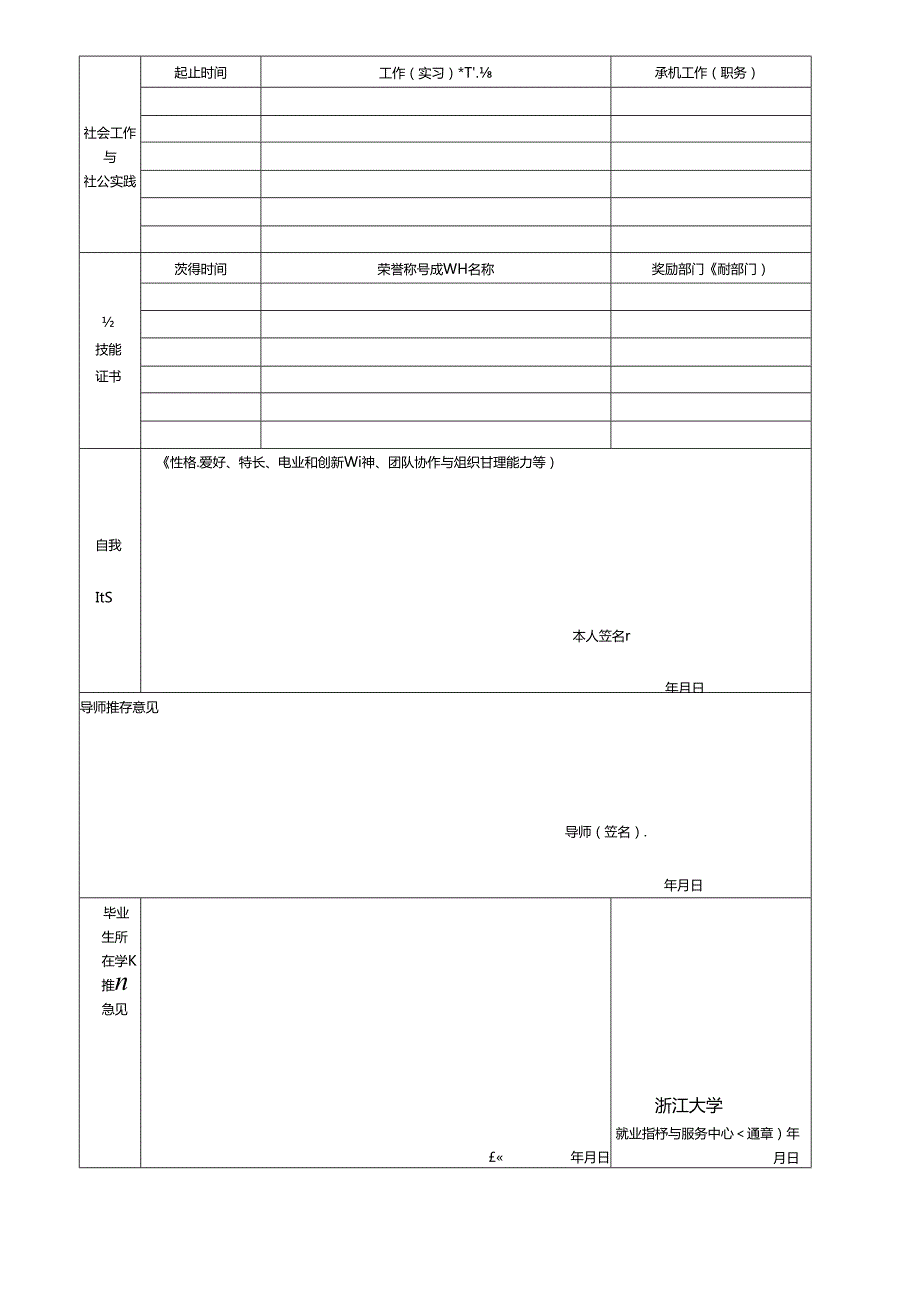 浙江大学毕业研究生就业推荐表.docx_第2页