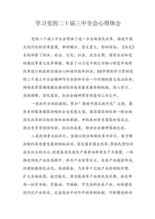 学习2024年学习党的二十三中全会个人心得感悟 （汇编15份）.docx