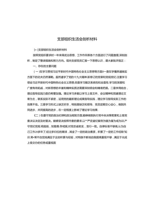 支部组织生活会剖析材料.docx