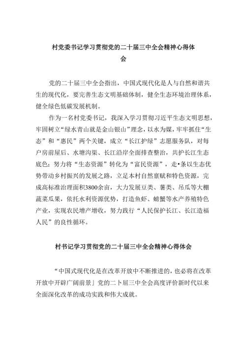 村党委书记学习贯彻党的二十三中全会精神心得体会8篇（精选）.docx