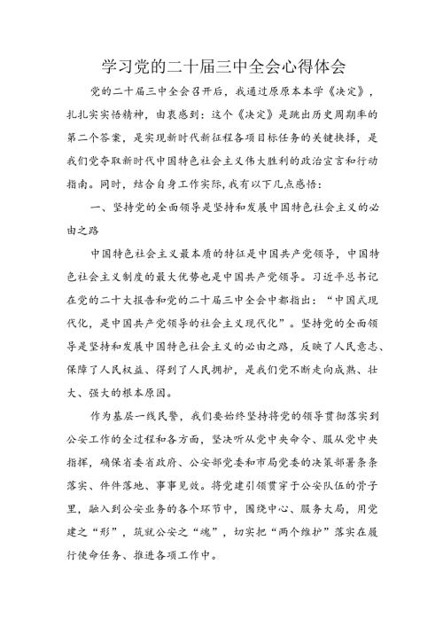 学习2024年学习党的二十三中全会个人心得感悟 （6份）68.docx
