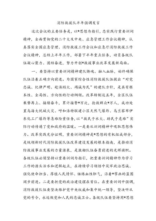消防救援队半年强调发言.docx