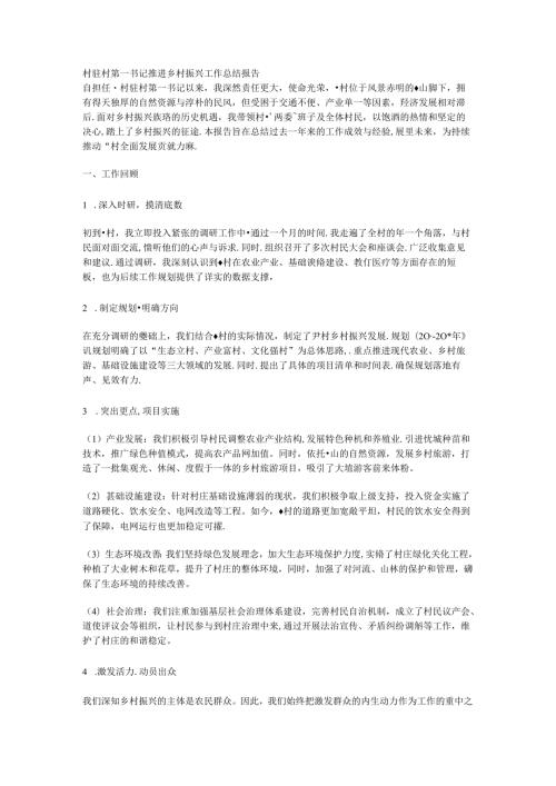 村驻村第一书记推进乡村振兴工作总结报告.docx