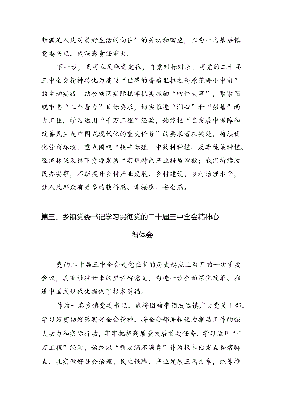 乡镇党委书记学习贯彻党的二十三中全会精神心得体会12篇供参考.docx_第3页