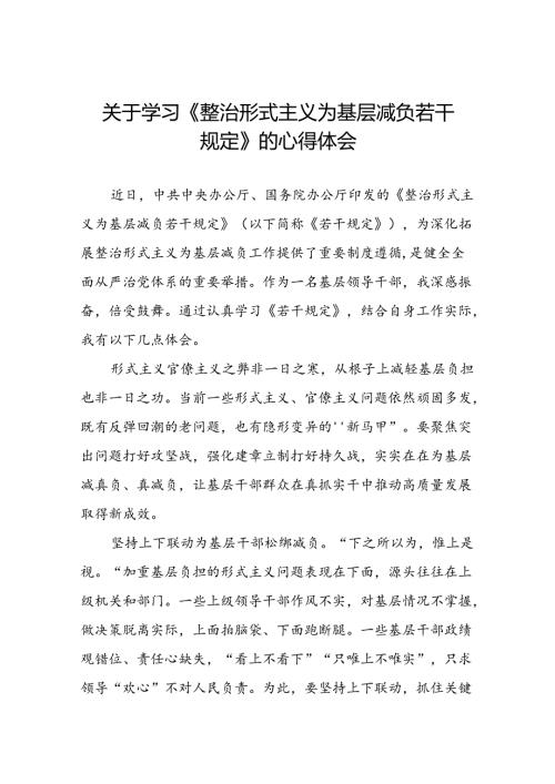 学习整治形式主义为基层减负若干规定心得体会七篇.docx
