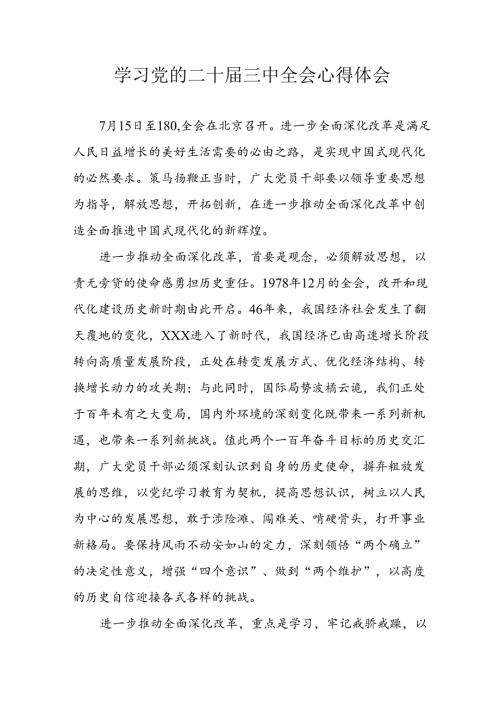学习2024年学习党的二十三中全会个人心得感悟 （4份）75.docx
