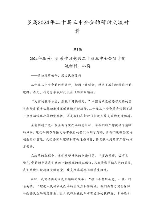 多篇2024年二十三中全会的研讨交流材料.docx