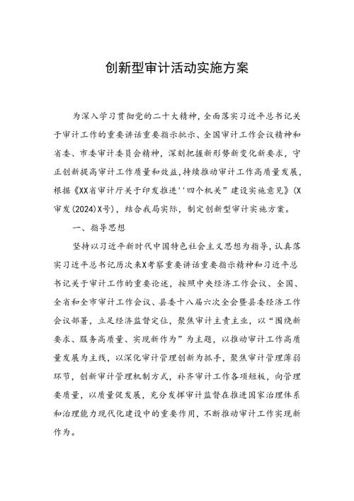 创新型审计活动实施方案.docx