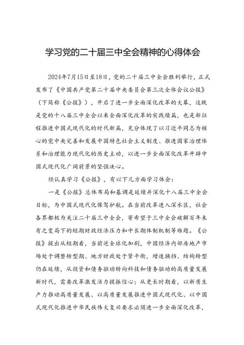 2024年学习党的二十三中全会精神的心得感悟精品二十七篇.docx