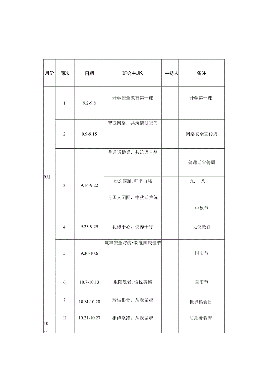 2套 20242025第一学期中小学校主题班会安排表.docx_第3页