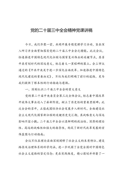 党的二十三中全会精神党课讲稿(1).docx