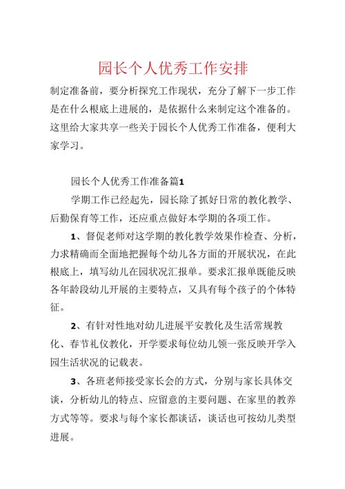 园长个人优秀工作计划.docx