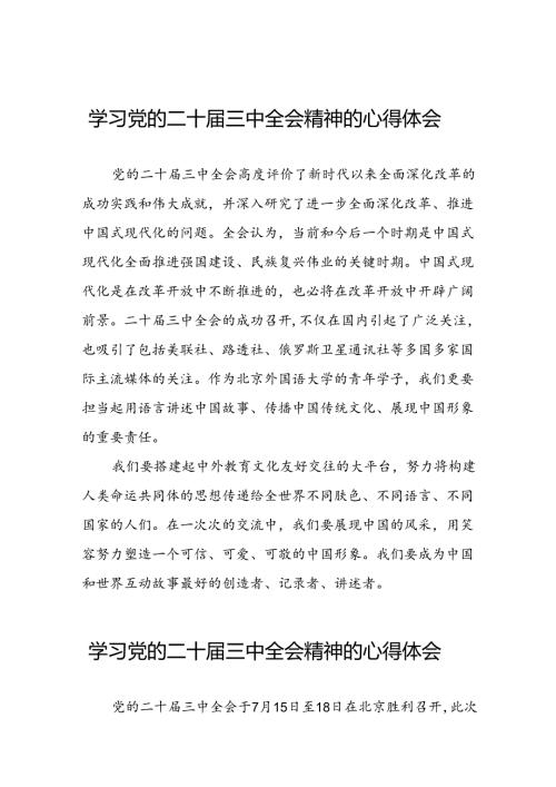 2024年党的二十三中全会精神心得体会范文三十篇.docx