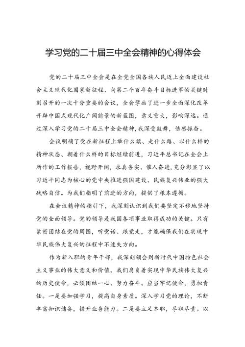 2024年党的二十三中全会精神学习体会交流发言稿精品三十篇.docx