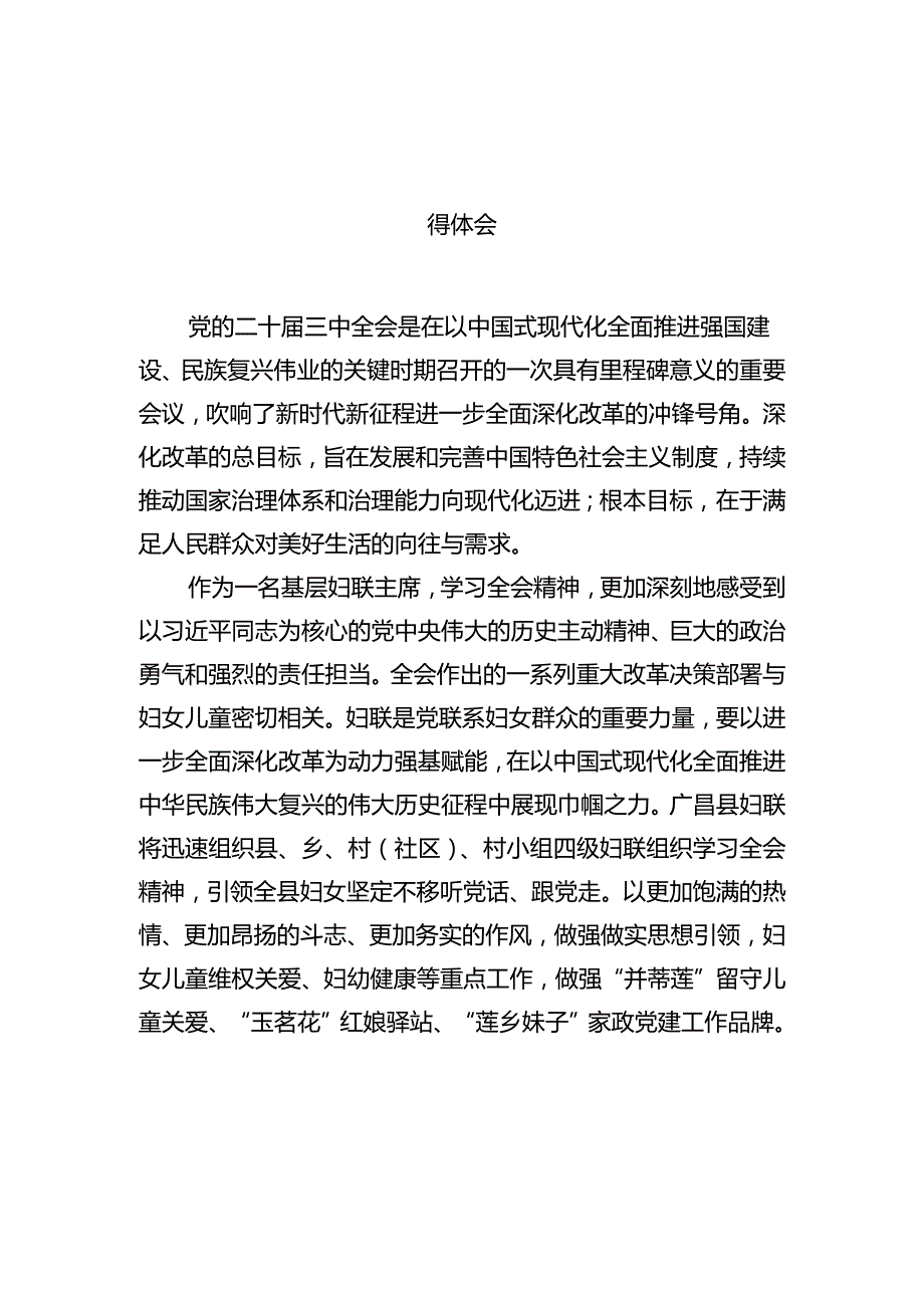 基层妇联主席学习贯彻党的二十三中全会精神心得体会范文12篇（最新版）.docx_第3页