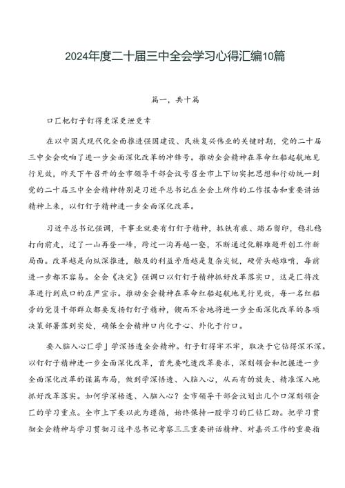 2024二十三中全会学习心得汇编10篇.docx