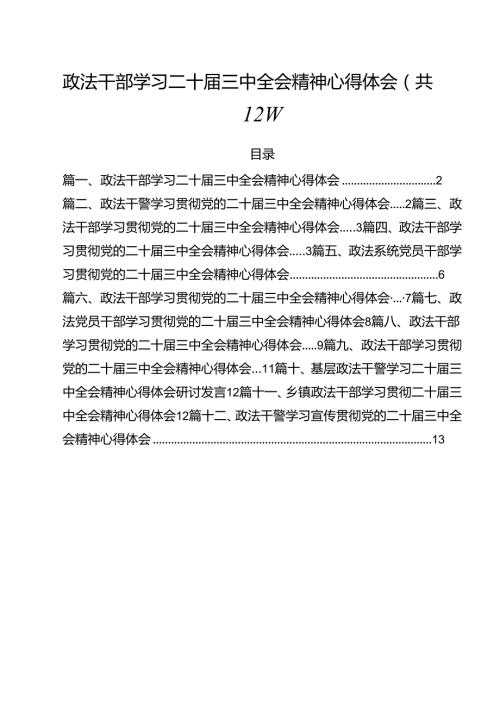 政法干部学习二十三中全会精神心得体会(12篇集合).docx