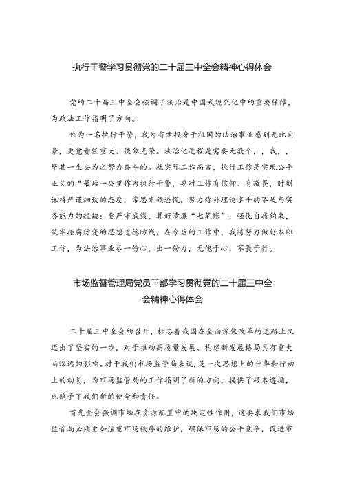 执行干警学习贯彻党的二十三中全会精神心得体会8篇(最新精选).docx