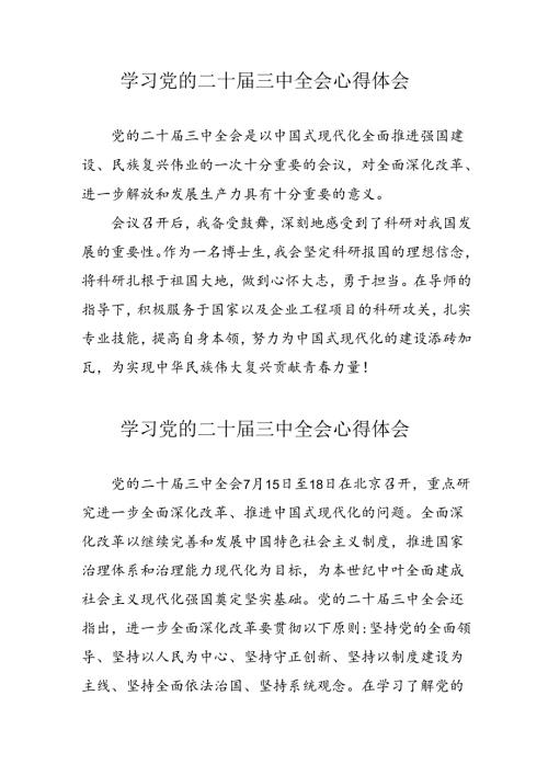 学习2024年党的二十三中全会个人心得体会 （汇编12份）.docx