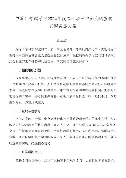 （7篇）专题学习2024二十三中全会的宣传贯彻实施方案.docx
