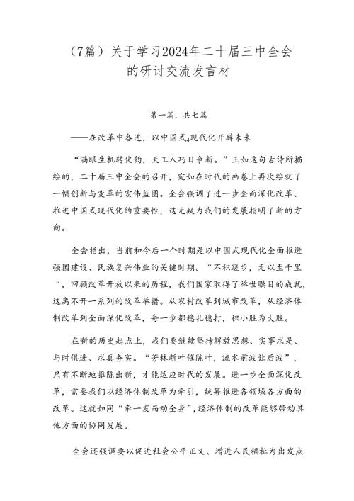 （7篇）关于学习2024年二十三中全会的研讨交流发言材.docx