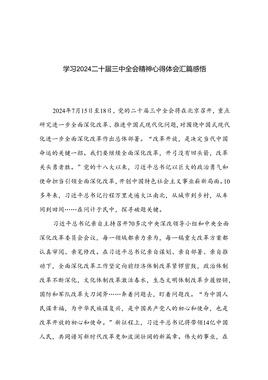 学习2024二十三中全会精神心得体会汇篇感悟.docx_第1页