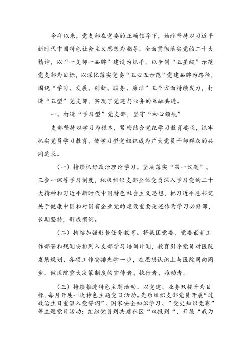 2024年上半年落实全面从严治党主体责任情况报告：打造“五型”党支部激活基层党建新动能.docx