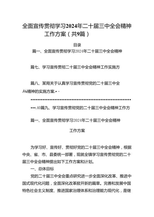 (9篇)全面宣传贯彻学习2024年二十三中全会精神工作方案（最新）.docx