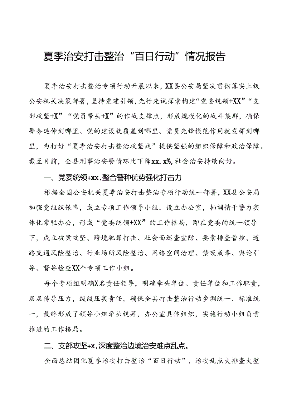 公安夏季治安打击整治工作总结报告(6篇).docx_第1页