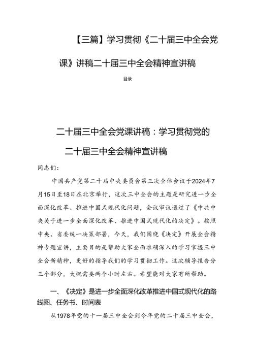 【三篇】学习贯彻《二十三中全会党课》讲稿二十三中全会精神宣讲稿.docx