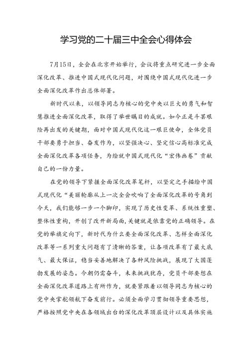 学习2024年学习党的二十三中全会个人心得感悟 （4份）60.docx