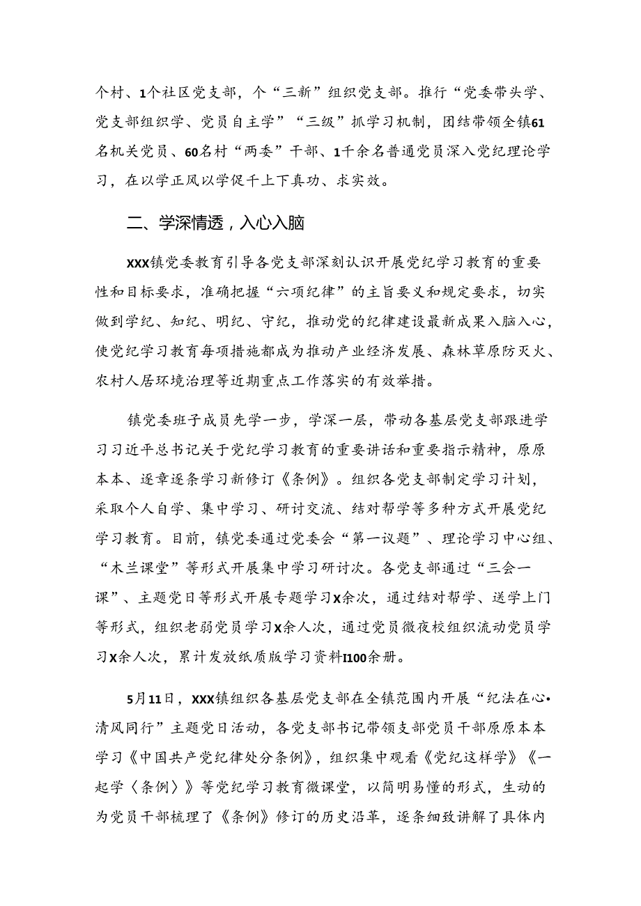 关于对2024年党纪专题教育工作工作汇报、工作成效（7篇）.docx_第2页