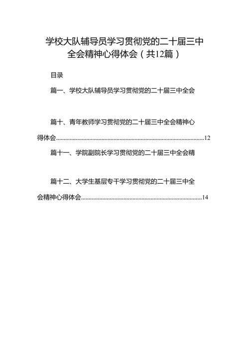 学校大队辅导员学习贯彻党的二十三中全会精神心得体会12篇（精选）.docx