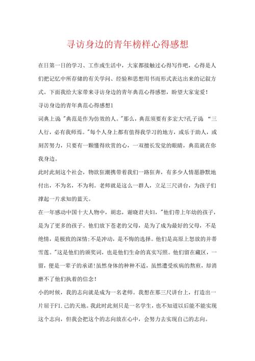 寻访身边的青年榜样心得感想.docx