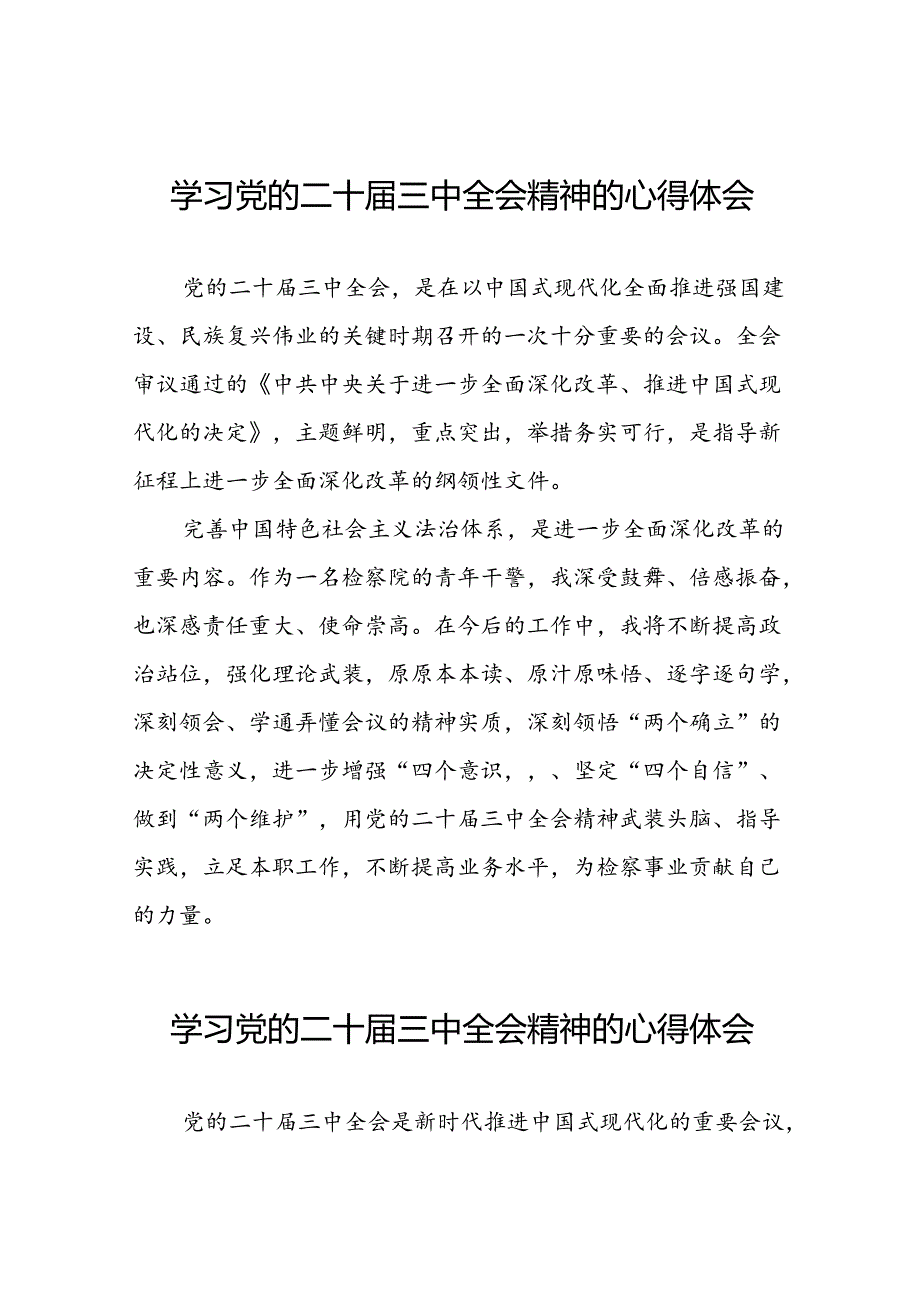 2024年党的二十三中全会精神学习体会交流发言稿最新范文三十篇.docx_第1页